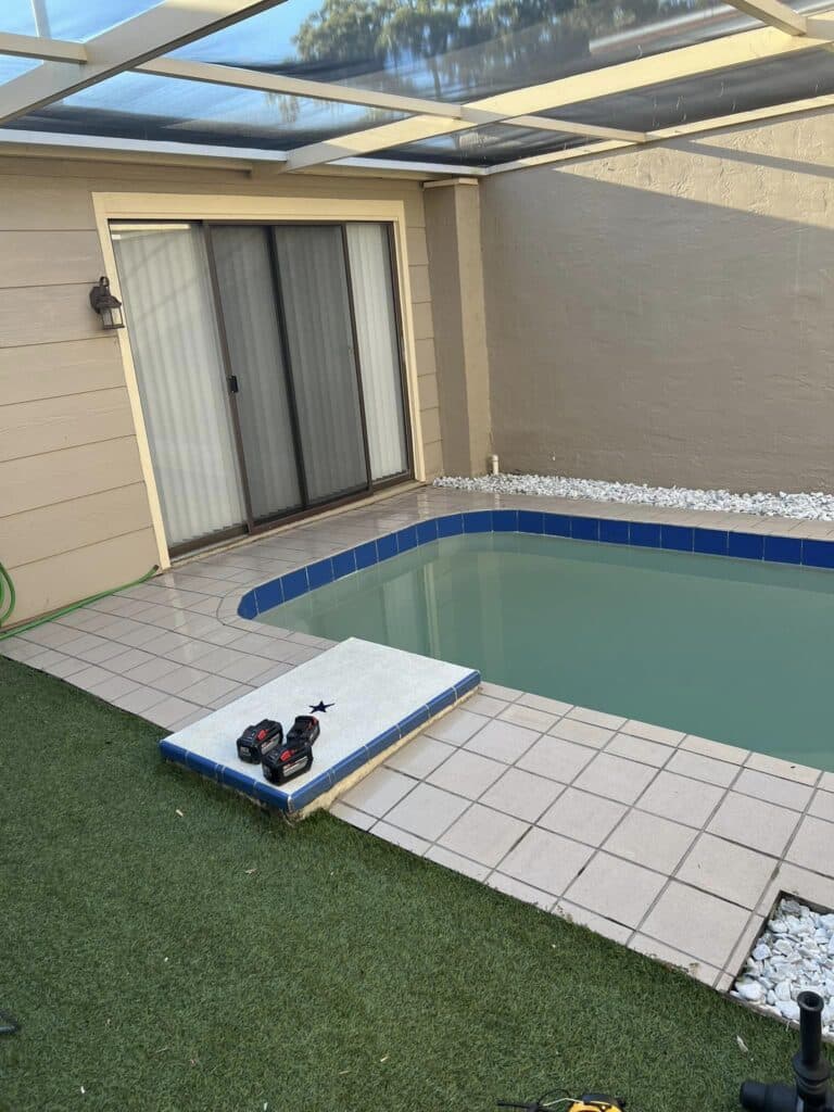 pool tile removal before